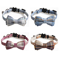 Dog Cat Collar Tie / Bow Tie Adjustable Retractable Durable Outdoor Walking Plaid / Check Classic Bowknot Nylon Baby Pet Small Dog Yellow Blue Pink Light Blue 1pc
