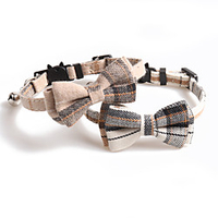 Dog Cat Collar Tie / Bow Tie Adjustable Retractable With Bell Durable Outdoor Walking Plaid / Check Classic Bowknot Nylon Baby Pet Small Dog White Khaki 1pc