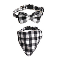 Dog Cat Collar Tie / Bow Tie Adjustable Retractable With Bell Durable Outdoor Walking Plaid / Check Classic Bowknot Nylon Baby Pet Small Dog White Red Blue Pink Orange 1pc