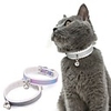 Dog Cat Collar With Bell Solid Colored PU Leather Husky Labrador Alaskan Malamute Golden Retriever Japanese Spitz Beagle Rainbow Silver 1pc