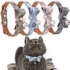 Dog Cat Collar With Bell Solid Colored PU Leather Polyester Nylon Husky Labrador Alaskan Malamute Golden Retriever Japanese Spitz Beagle Black Blue 1pc
