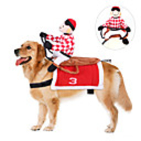 Dog Cat Costume Christmas Costume Santa Claus Elk Riding On Dog Santa Claus Cosplay Funny Christmas Party Winter Dog Clothes Puppy Clothes Dog Outfits Breathable Black Red Costume for Girl and Boy Dog