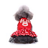 Dog Cat Costume Dress Christmas Costume Bowknot Elk Santa Claus Cute Christmas Party Winter Dog Clothes Puppy Clothes Dog Outfits Breathable Red Costume for Girl and Boy Dog Polyster S M L XL