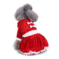 Dog Cat Costume Dress Christmas Costume Bowknot Santa Claus Cosplay Funny Christmas Party Winter Dog Clothes Puppy Clothes Dog Outfits Breathable Red Costume for Girl and Boy Dog Cotton S M L XL