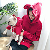 Dog Cat Costume Hoodie Matching Outfits Solid Colored Leisure Simple Style Sports Casual / Daily Winter Dog Clothes Warm Black Red Blue Costume Fleece Women M S M L XL XXL