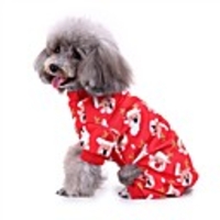 Dog Cat Costume Pajamas Christmas Costume Elk Snowman Santa Claus Cosplay Funny Christmas Party Winter Dog Clothes Puppy Clothes Dog Outfits Breathable Red Costume for Girl and Boy Dog Polyster S M L