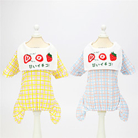 Dog Cat Dog clothes Plaid / Check Fruit Japan and Korea Style Cute Dailywear Casual / Daily Dog Clothes Puppy Clothes Dog Outfits Breathable Yellow Blue Costume for Girl and Boy Dog Padded Fabric S M miniinthebox