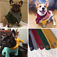 Dog Cat Dog Scarf Simple Stripes Warm Ups Winter Dog Clothes RedBlack Black Yellow Costume Acrylic Fibers M