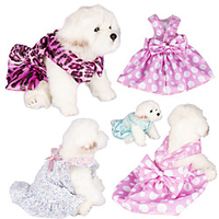 Dog Cat Dress Color Block Leopard Printed Cute Sweet Dailywear Casual / Daily Dog Clothes Puppy Clothes Dog Outfits Soft Pearl Pink Purple Light Green Costume for Girl and Boy Dog Polyester XS S M L miniinthebox