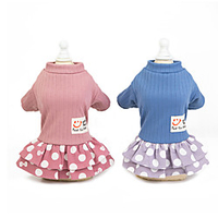 Dog Cat Dress Dot Elegant Cute Casual / Daily Dog Clothes Puppy Clothes Dog Outfits Breathable Blue Pink Costume for Girl and Boy Dog Cotton S M L XL XXL