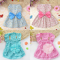 Dog Cat Dress Elegant Adorable Cute Dailywear Casual / Daily Dog Clothes Puppy Clothes Dog Outfits Breathable Blue Pink Dark Blue Costume for Girl and Boy Dog Cotton XS S M L XL miniinthebox