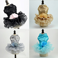 Dog Cat Dress Floral / Botanical Daisy Elegant Adorable Cute Dailywear Casual / Daily Dog Clothes Puppy Clothes Dog Outfits Breathable Black Blue Gold Costume for Girl and Boy Dog Polyester XS S M L miniinthebox