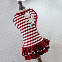 Dog Cat Dress Floral / Botanical Daisy Elegant Adorable Cute Dailywear Casual / Daily Dog Clothes Puppy Clothes Dog Outfits Breathable Red Dark Red Costume for Girl and Boy Dog Polyester XS S M L XL miniinthebox