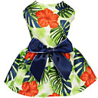 Dog Cat Dress Flower Sweet Hawaiian Casual / Daily Dog Clothes Breathable Green Costume Fabric XXS XS S M L