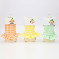 Dog Cat Dress Plaid / Check Animal Adorable Cute Dailywear Casual / Daily Dog Clothes Puppy Clothes Dog Outfits Breathable Yellow Orange Green Costume for Girl and Boy Dog Padded Fabric XS S M L XL miniinthebox