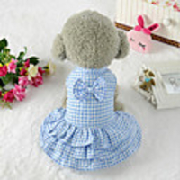 Dog Cat Dress Plaid / Check Solid Colored Casual / Sporty Cute Dog Clothes Blue Pink Costume Fabric S M L