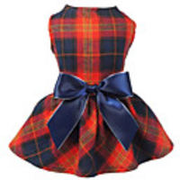 Dog Cat Dress Plaid Casual / Sporty Sweet Wedding Party Dog Clothes Breathable Red Costume Cotton XXS XS S M L