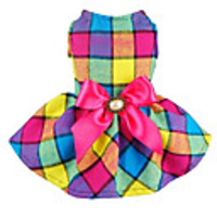 Dog Cat Dress Plaid Ribbon bow Casual / Sporty Sweet Easter Dog Clothes Breathable Rainbow Costume Cotton XXS XS S M L