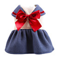 Dog Cat Dress Plaid Ribbon bow Elegant Cute Casual / Daily Winter Dog Clothes Breathable Red Costume Fabric XXS XS S M L
