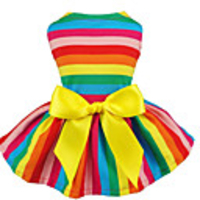 Dog Cat Dress Rainbow Ribbon bow Casual / Sporty Sweet Casual / Daily Dog Clothes Breathable Rainbow Costume Fabric XXS XS S M L