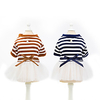 Dog Cat Dress Stripes Elegant Cute Casual / Daily Dog Clothes Puppy Clothes Dog Outfits Breathable Dark Blue Coffee Costume for Girl and Boy Dog Cotton XS S M L XL