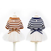 Dog Cat Dress Stripes Elegant Cute Casual / Daily Dog Clothes Puppy Clothes Dog Outfits Breathable Dark Blue Coffee Costume for Girl and Boy Dog Cotton XS S M L XL