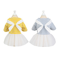 Dog Cat Dress Stripes Elegant Cute Casual / Daily Dog Clothes Puppy Clothes Dog Outfits Breathable Yellow Light Blue Costume for Girl and Boy Dog Cotton XS S M L XL
