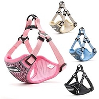 Dog Cat Harness Mesh Solid Colored Fashion Cute Casual / Daily Outdoor Dog Clothes Puppy Clothes Dog Outfits Reflective Black Rosy Pink Khaki Costume for Girl and Boy Dog Polyester S M L XL miniinthebox