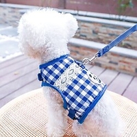Dog Cat Harness Plaid / Check Patterned Animal Adorable Cute Dailywear Casual / Daily Dog Clothes Puppy Clothes Dog Outfits Soft Red Blue Costume for Girl and Boy Dog Polyester S M L miniinthebox