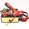 Dog Cat Harness Training Leash Christmas Dog Collar Adjustable Flexible Outdoor Walking Santa Claus Christmas Tree PU Leather Golden Retriever Corgi Bulldog Bichon Frise Schnauzer Poodle Red 2pcs
