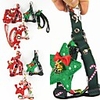 Dog Cat Harness Training Leash Christmas Dog Collar Adjustable Flexible Outdoor Walking Santa Claus Christmas Tree PU Leather Golden Retriever Corgi Bulldog Bichon Frise Schnauzer Poodle White Red 1pc