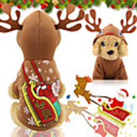 Dog Cat Hoodie Vest Christmas Christmas Dog Clothes Puppy Clothes Dog Outfits Brown Costume for Girl and Boy Dog Polyester Canvas Mixed Material XS S M L XL XXL