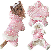 Dog Cat Jumpsuit Polka Pet Clothes New Winter Thickened Warm Celebrity Lady Wave Point Cotton Padded Clothes miniinthebox