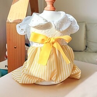 Dog Cat Jumpsuit Stripes Bowknot Adorable Cute Dailywear Casual / Daily Dog Clothes Puppy Clothes Dog Outfits Soft Yellow Costume for Girl and Boy Dog Polyester XS S M L XL miniinthebox