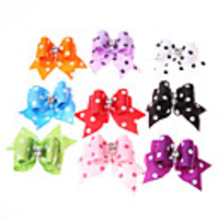 Dog Cat Ornaments Hair Accessories Bowknot Hair Bows Cute Polka Dot Fabric White 10pcs