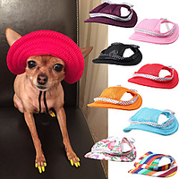 Dog Cat Ornaments Holiday Decorations Dog Bandana Dog Hat Polka Dot Flower / Floral Princess Lolita Sweet Holiday Outdoor Dog Clothes Puppy Clothes Dog Outfits Adjustable Rainbow 1 Black Costume miniinthebox