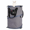 Dog Cat Pets Carrier Bag Travel Backpack Travel Carrier Bag Portable Washable Travel Solid Colored Fashion Oxford Cloth Gray