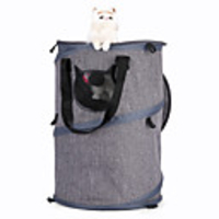 Dog Cat Pets Carrier Bag Travel Backpack Travel Carrier Bag Portable Washable Travel Solid Colored Fashion Oxford Cloth Gray