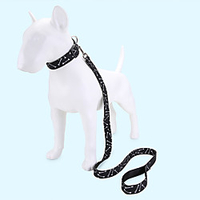 Dog Cat Pets Collar Leash Cute and Cuddly Decoration Nylon Black