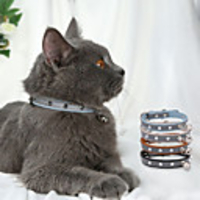 Dog Cat Pets Collar Reflective Portable Retractable Soft Studded Cute and Cuddly Adjustable Flexible Classic British Christmas PU Leather Beagle Bulldog Shiba Inu Pug Bichon Frise Schnauzer Khaki Blue