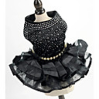Dog Cat Pets Dress Polka Dot Pearl Wedding Wedding Party Dog Clothes Black Costume Polyster XS S M L XL