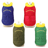 Dog Cat Puffer / Down Jacket Solid Colored Adorable Cute Dailywear Casual / Daily Winter Dog Clothes Puppy Clothes Dog Outfits Warm Red Dark Green Blue Costume for Girl and Boy Dog Polyester Cotton S miniinthebox
