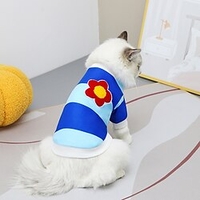 Dog Cat Shirt / T-Shirt Color Block Flower Fashion Cute Casual / Daily Outdoor Dog Clothes Puppy Clothes Dog Outfits Soft Green Blue Yellow Costume for Girl and Boy Dog Polyester Cotton S M L XL XXL miniinthebox