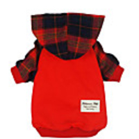 Dog Cat Shirt / T-Shirt Hoodie Plaid Sweet Cute Casual / Daily Winter Dog Clothes Breathable Red Costume Cotton XS S M L XL XXL
