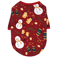 Dog Cat Shirt / T-Shirt Hoodie Snowman Christmas Bell Adorable Cute Casual / Daily Dog Clothes Puppy Clothes Dog Outfits Breathable White Black Red Costume for Girl and Boy Dog Cotton XS S M L
