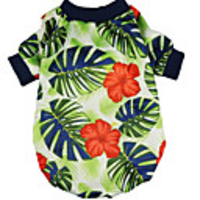 Dog Cat Shirt / T-Shirt Palm Leaf Casual / Sporty Fashion Casual / Daily Dog Clothes Breathable Green Costume Cotton XS S M L XL XXL