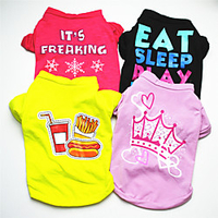 Dog Cat Shirt / T-Shirt Patterned Letter Number Funny Cute Halloween Birthday Winter Dog Clothes Puppy Clothes Dog Outfits Breathable Pink / Purple RedBlack Black Costume for Girl and Boy Dog miniinthebox