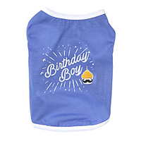 Dog Cat Shirt / T-Shirt Vest Print Happy Birthday Adorable Cute Birthday Casual / Daily Dog Clothes Puppy Clothes Dog Outfits Breathable Light Blue Costume for Girl and Boy Dog Cotton XS S M L XL
