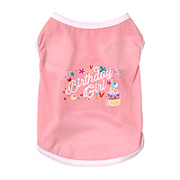 Dog Cat Shirt / T-Shirt Vest Print Happy Birthday Adorable Cute Birthday Casual / Daily Dog Clothes Puppy Clothes Dog Outfits Breathable Pink Costume for Girl and Boy Dog Cotton XS S M L XL