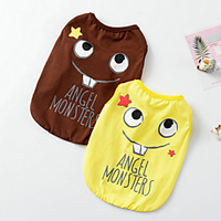 Dog Cat Shirt / T-Shirt Vest Smile Face Adorable Cute Casual / Daily Dog Clothes Puppy Clothes Dog Outfits Breathable Yellow Coffee Costume for Girl and Boy Dog Cotton XS S M L XL XXL